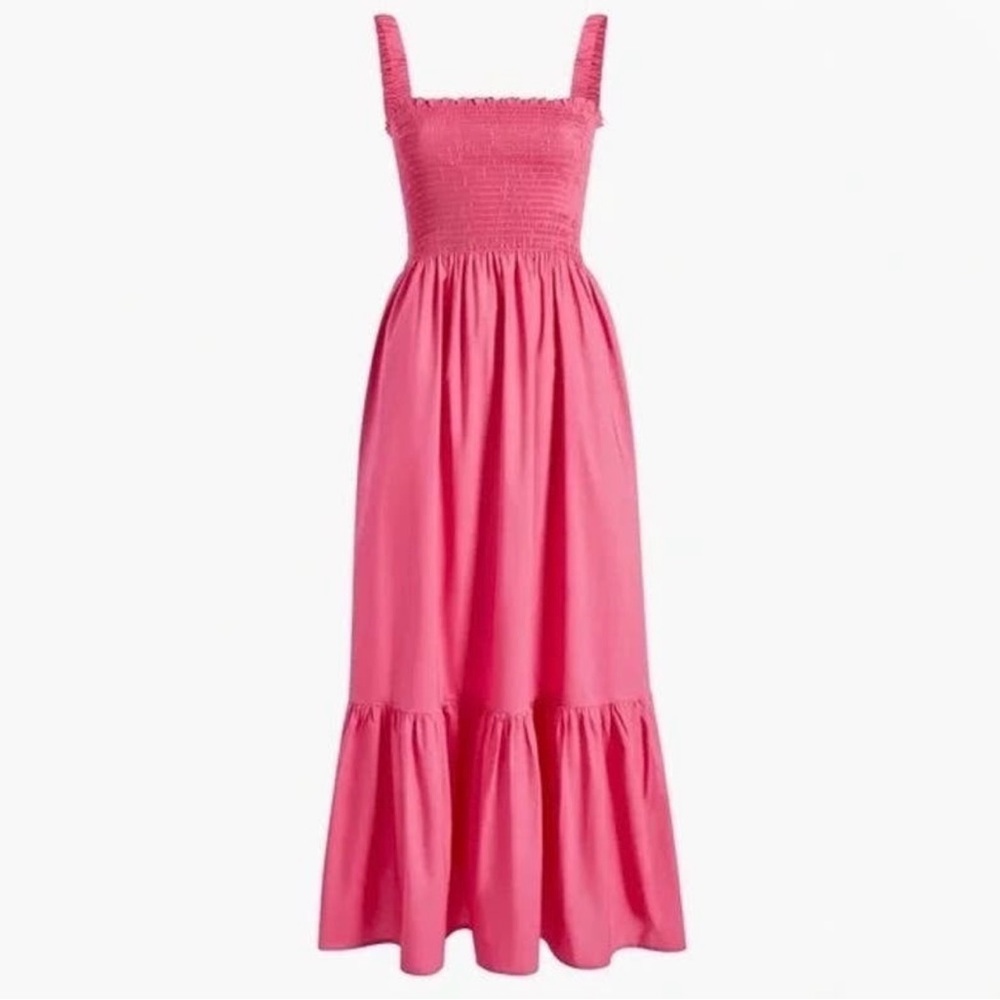 Hill House The Anjuli Nap Dress Lipstick Pink Cotton XS